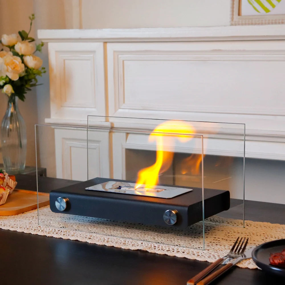 14" L Rectangular Tabletop Fire Bowl Pot (white)